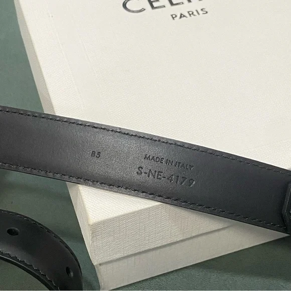 Celine Black Leather Belt SZ 85 - Picture 4 of 4